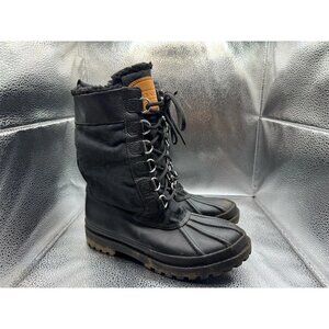 Coach Laura Women's Black‎ Leather Lace Up Duck Boots Size 7B